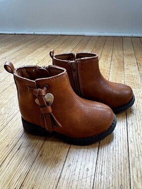 Carter's Tan Toddler Ankle Boots with Heart Tassel